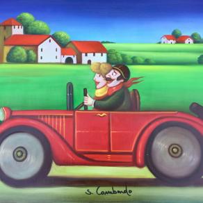 Salvo Lombardo - Tetti rossi  - olio su tela - 80 x 60