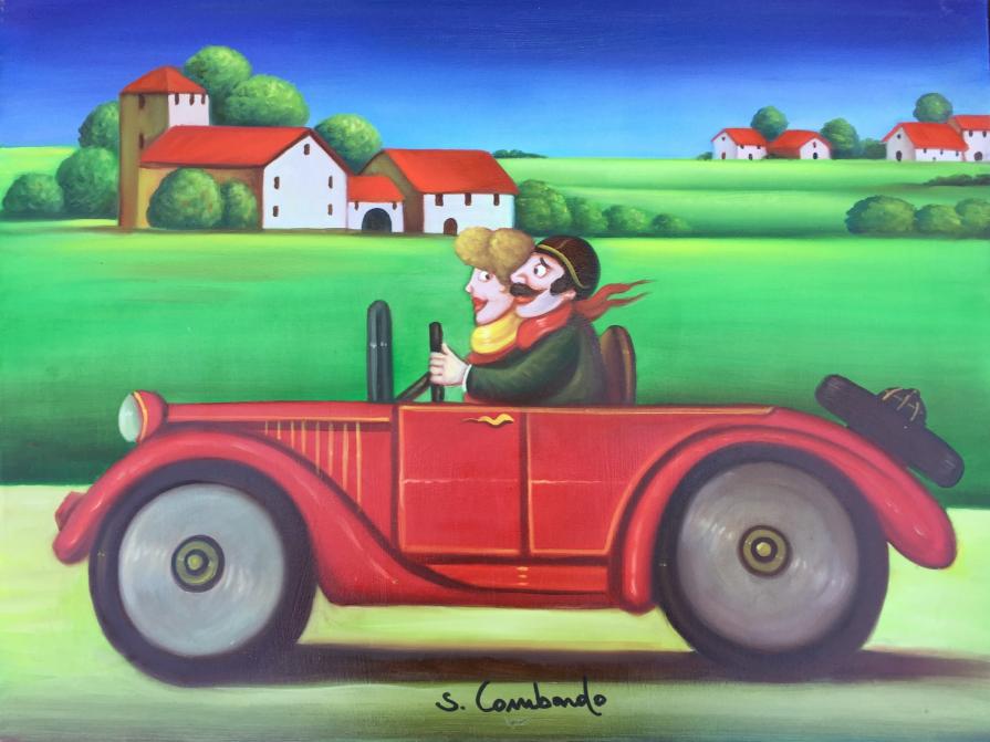 Salvo Lombardo - Tetti rossi  - olio su tela - 80 x 60