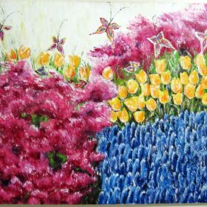 Jardim tulipas e borboletas V