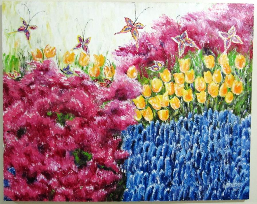 Jardim tulipas e borboletas V