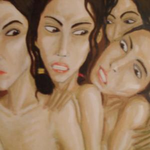 Affollamento di snelle donne minute in sauna - Rivalità congenita (particolare)