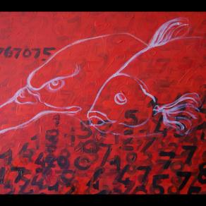 Senza titolo. Acrilico e cera d'api su tela 70 cm x 77cm