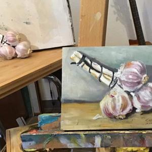 Aglio  Olio su tavola  20 x15 cm