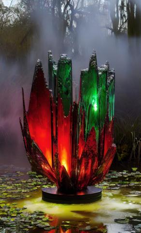 Swamp Sculpture with Gator and Tarsier