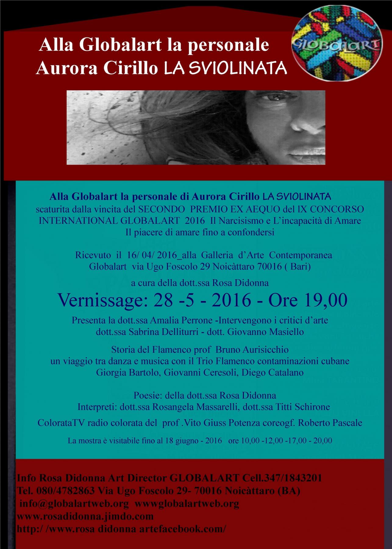 Alla Globalart le personali di CARLA INSALATA EGOCENTRISMO LUMETTA LUCIA CARICONE IN ANONIMATO AURORA CIRILLO LA SVIOLINATA Alla Globalart le personali di CARLA INSALATA EGOCENTRISMO LUMETTA LUCIA CARICONE IN ANONIMATO AURORA CIRILLO LA SVIOLINATA