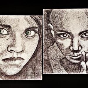 Afgan girl & Little monk