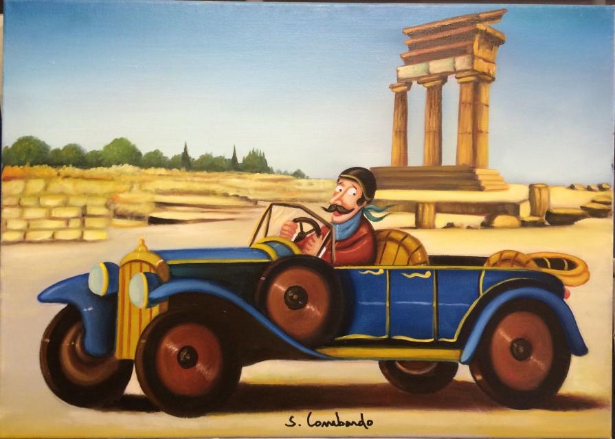 Salvo Lombardo - Torpedo blu ad Agrigento - olio su tela - 70 x 50