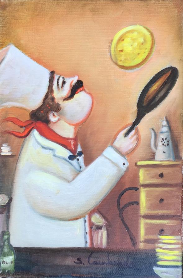 Salvo Lombardo - Il cuoco - olio su tela - 20 x 30