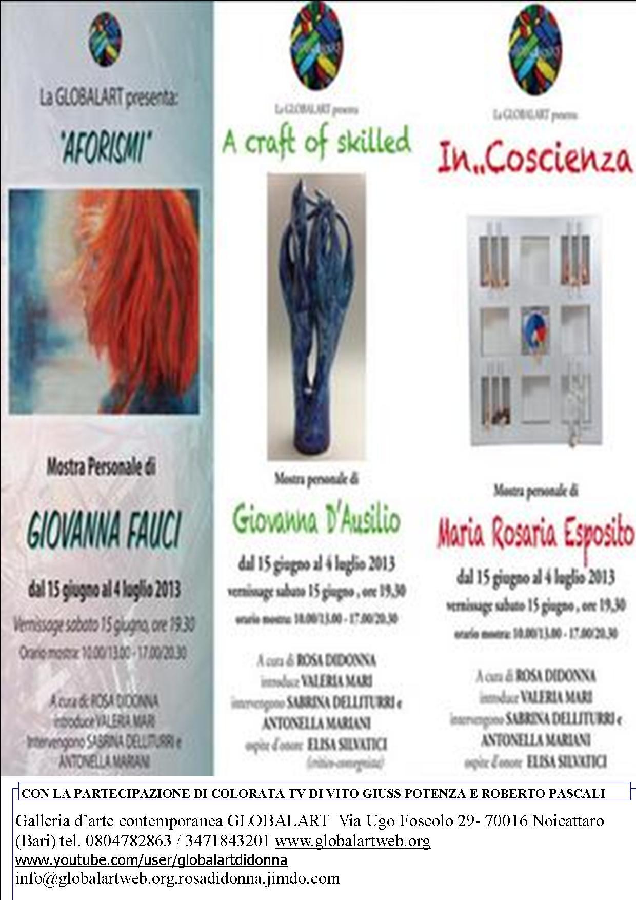 Three staff “Afoismi” “A craft of skilled “ “ In..Coscienza”