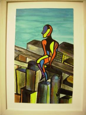 Hombre Sospeso Cozzani quadro  pregio astratto olio acrilico pregio dipinto pregio 