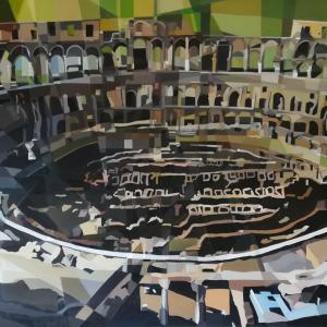 Coliseum Coliseum- Amphitheatrum Flavium - 2018 - olio su tela - cm 76,5x143,5