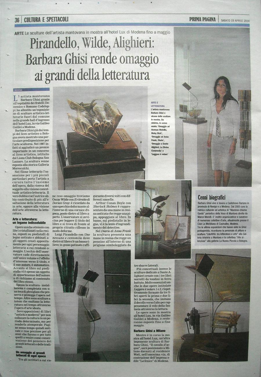 Articolo uscito su PRIMA PAGINA di MODENA