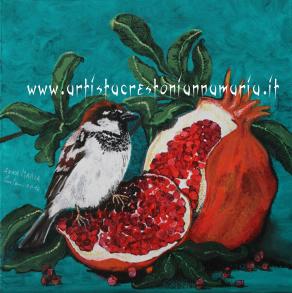 Il gustoso melograno Olio su Tela 50 x 50 Tecnica Pennello - anno 2014 