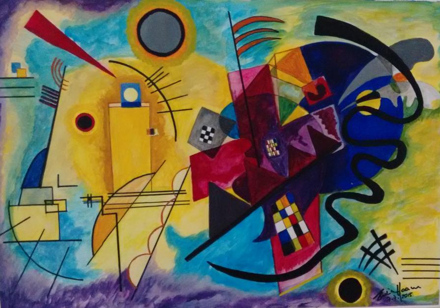 Gouache Study on Paper - Paint Yellow Red and Blue - Wassily Kandinsky -1925