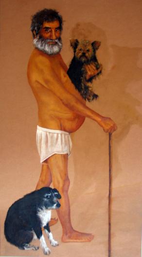 Portrait of txitxia and his dogs