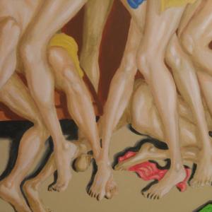 Affollamento di snelle donne minute in sauna - Rivalità congenita (particolare)