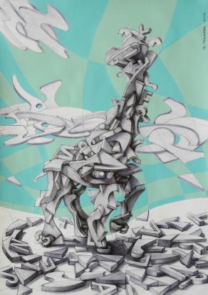 "Un po' confuso, un po' disordinato, un po' complicato..." disegno a biro di Gianni Pelassa