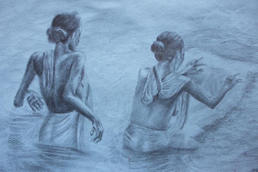 Donne Indiane lavano panni nel Gange