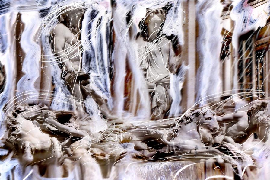 prigionieri in eternita,in un monocromo bianco.