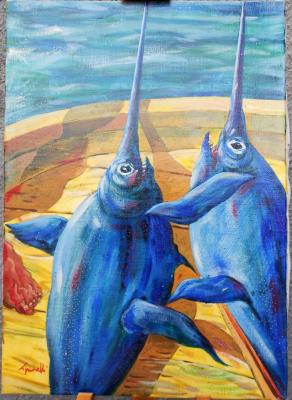 Silvio Signorelli (Italia) - Pullecenella dello stretto - olio su tela - 50 x 70