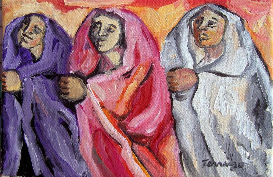 Saverio Terruso (Italia) - Oranti - Olio Su Tela - 30 X 20