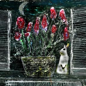 un coniglio bianco mio compagno di una notte di mezza luna.