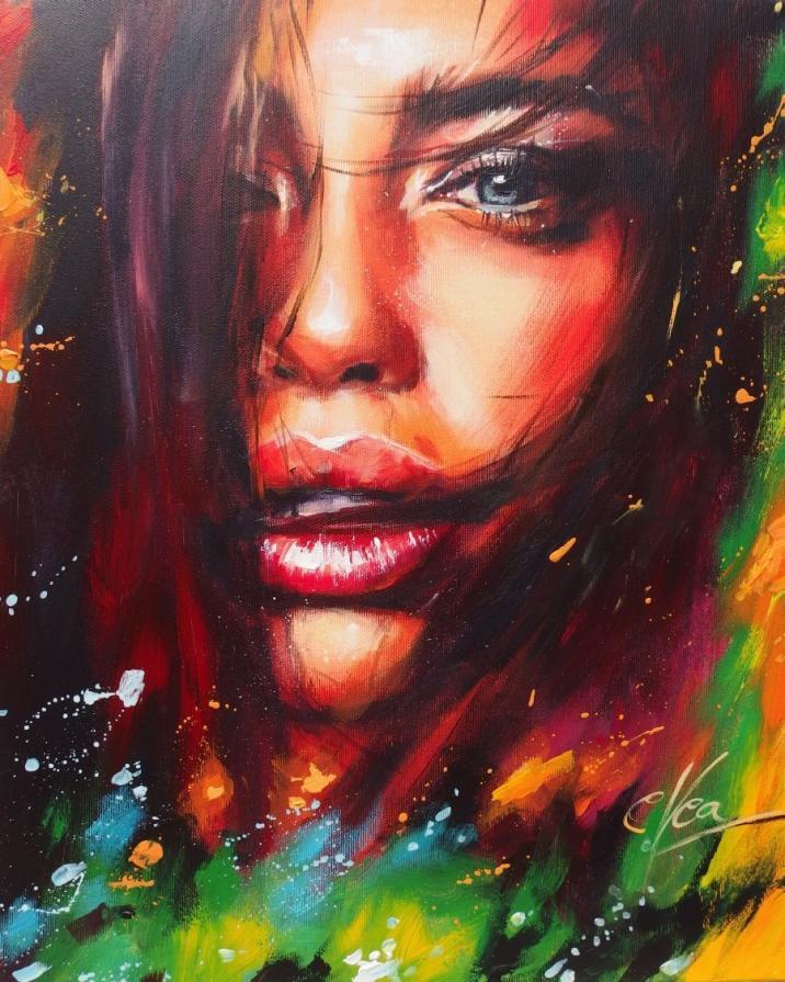 Ewa Switała (Polonia) - Spojrzenie - olio su tela - 40 x 50