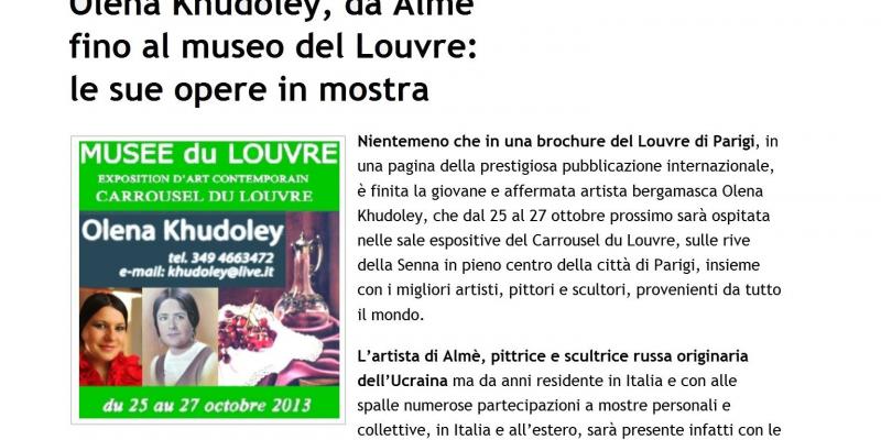 Olena Khudoley, da Almè fino al museo del Louvre: le sue opere in mostra Olena Khudoley, da Almè fino al museo del Louvre: le sue opere in mostra