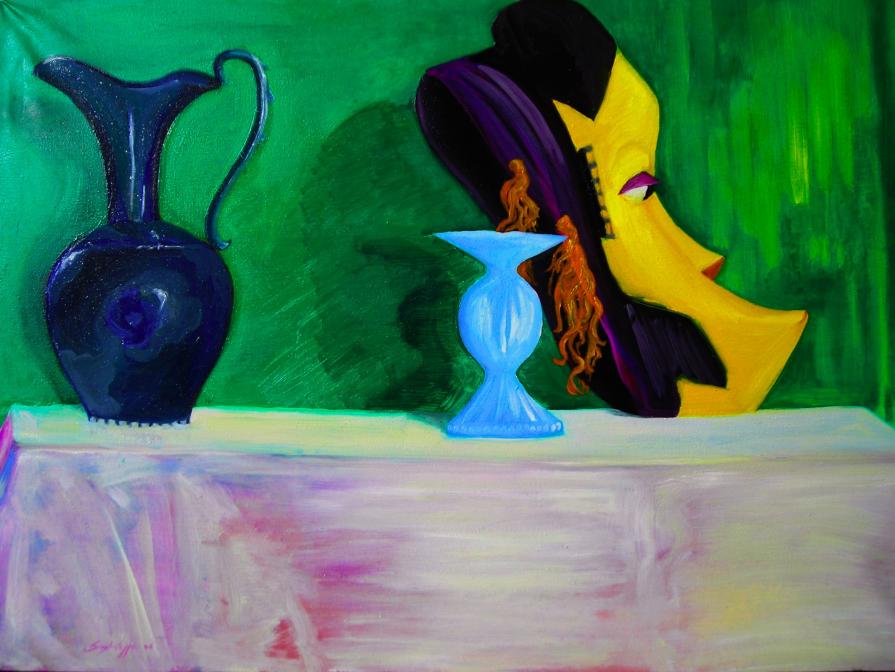 natura morta con maschera