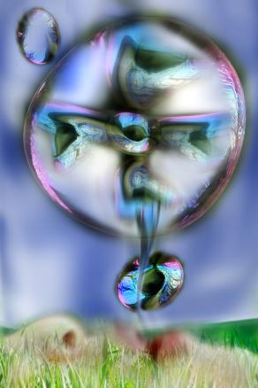 bolle d'aria e fiori geneticamente soffiati.