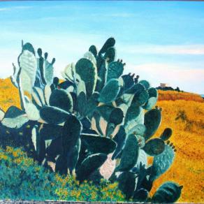 Francesco Alesci (Italia) - Paesaggio mediterraneo - olio tela - 60 x 40