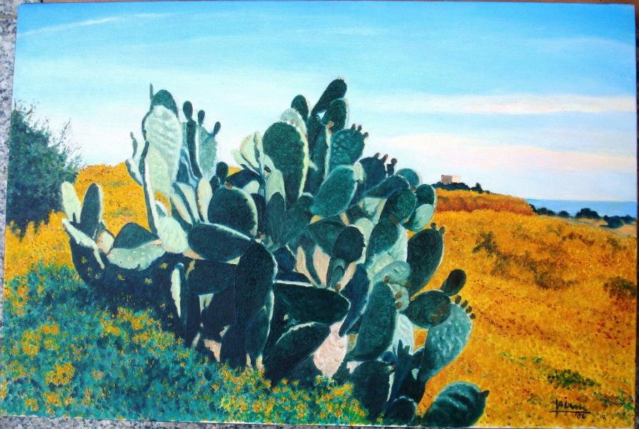 Francesco Alesci (Italia) - Paesaggio mediterraneo - olio tela - 60 x 40