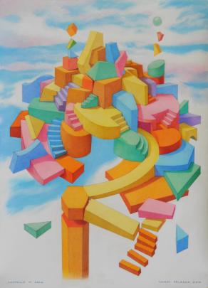 Castello in aria - disegno a pastello di Gianni Pelassa