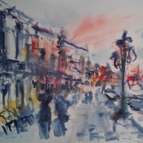 MOLO  in acquarello con foresti