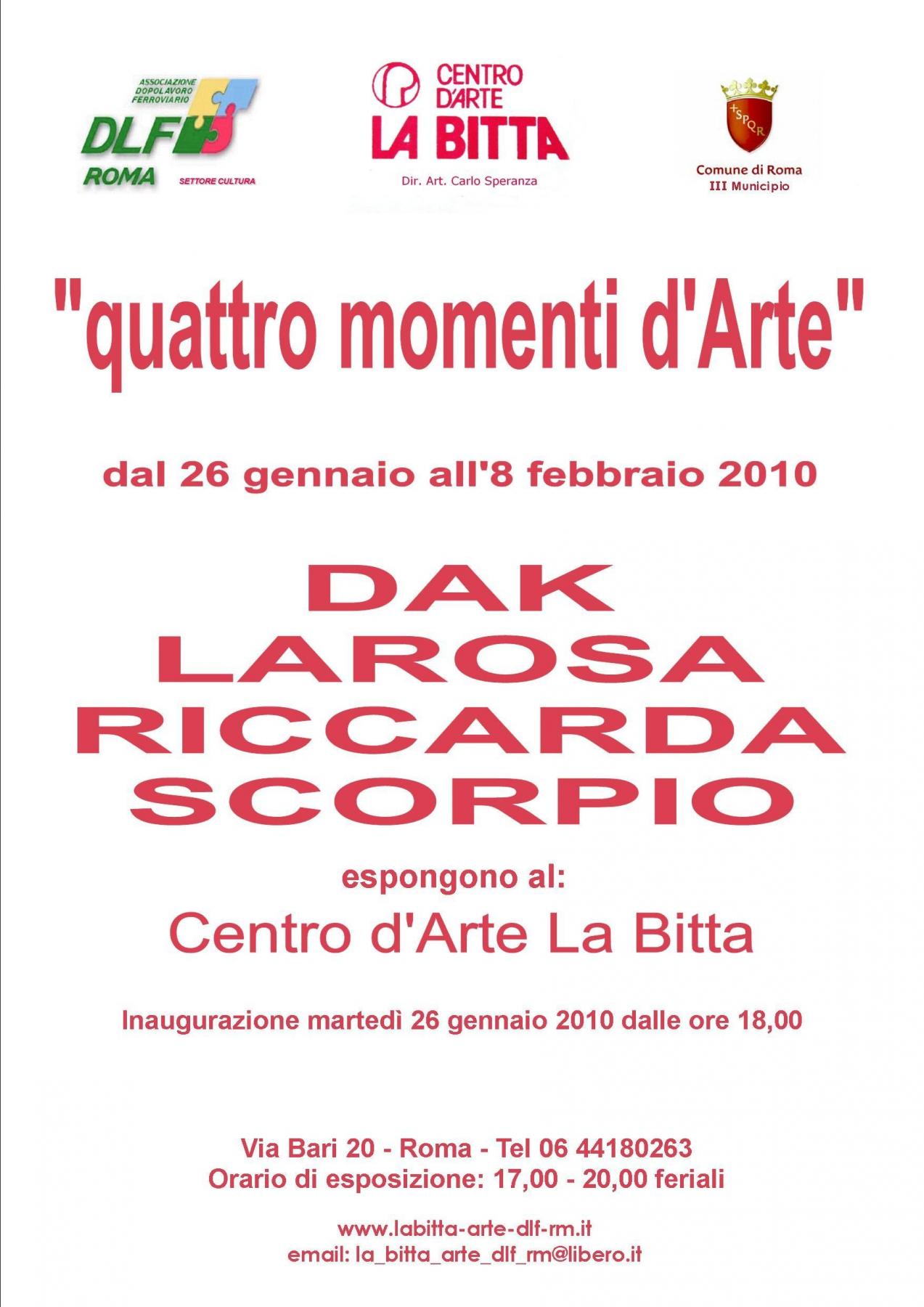 mini Personale "Quattro momenti d'Arte" mini Personale "Quattro momenti d'Arte"