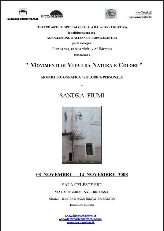 Locandina Mostra Sandra Fiumi Sala Celeste Bologna Locandina Mostra Sandra Fiumi Sala Celeste Bologna