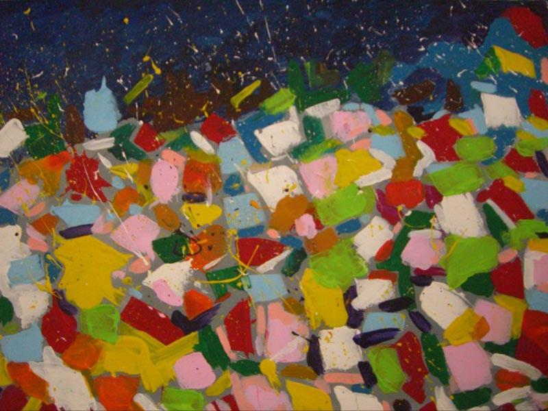 Pittura N. 2 "La città e i suoi colori nella notte"