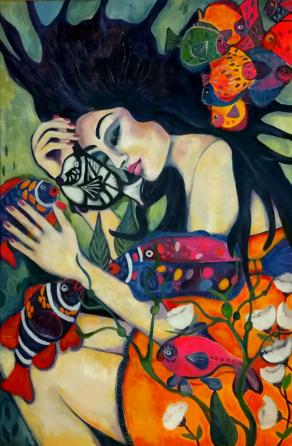 Underwaterdreams. Floating with fishes.