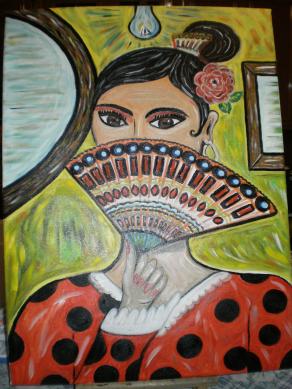 Ballerina di flamenco con ventaglio