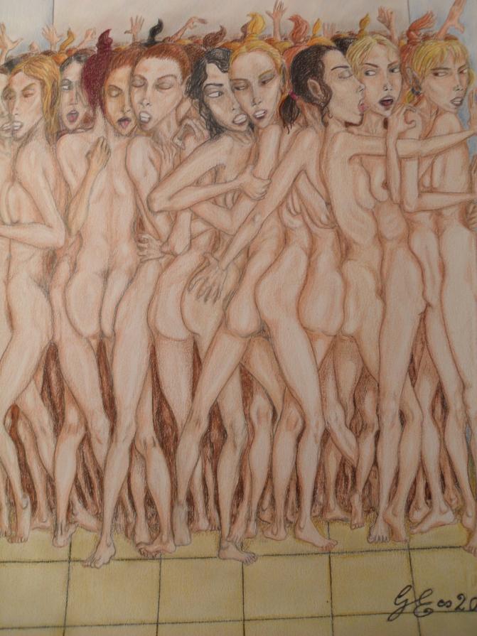 Competere comprimendosi - Calca di ragazze alle selezioni (particolare)