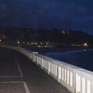 fantastic view of the sea promenade of Celle Ligure filtered with psychedelic light mist