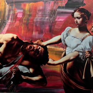 a photograph, a painting, art mix a photograph, a painting, art mix