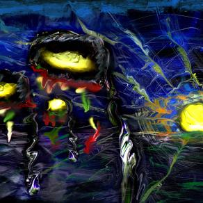 nella notte sgocciolano i colori i girasoli,aspettando l'alba di un nuovo pieno di colore calore.