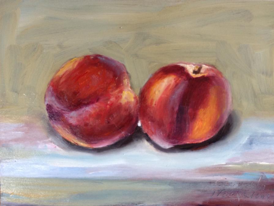 Pesche OLIO su tavola 20X15CM