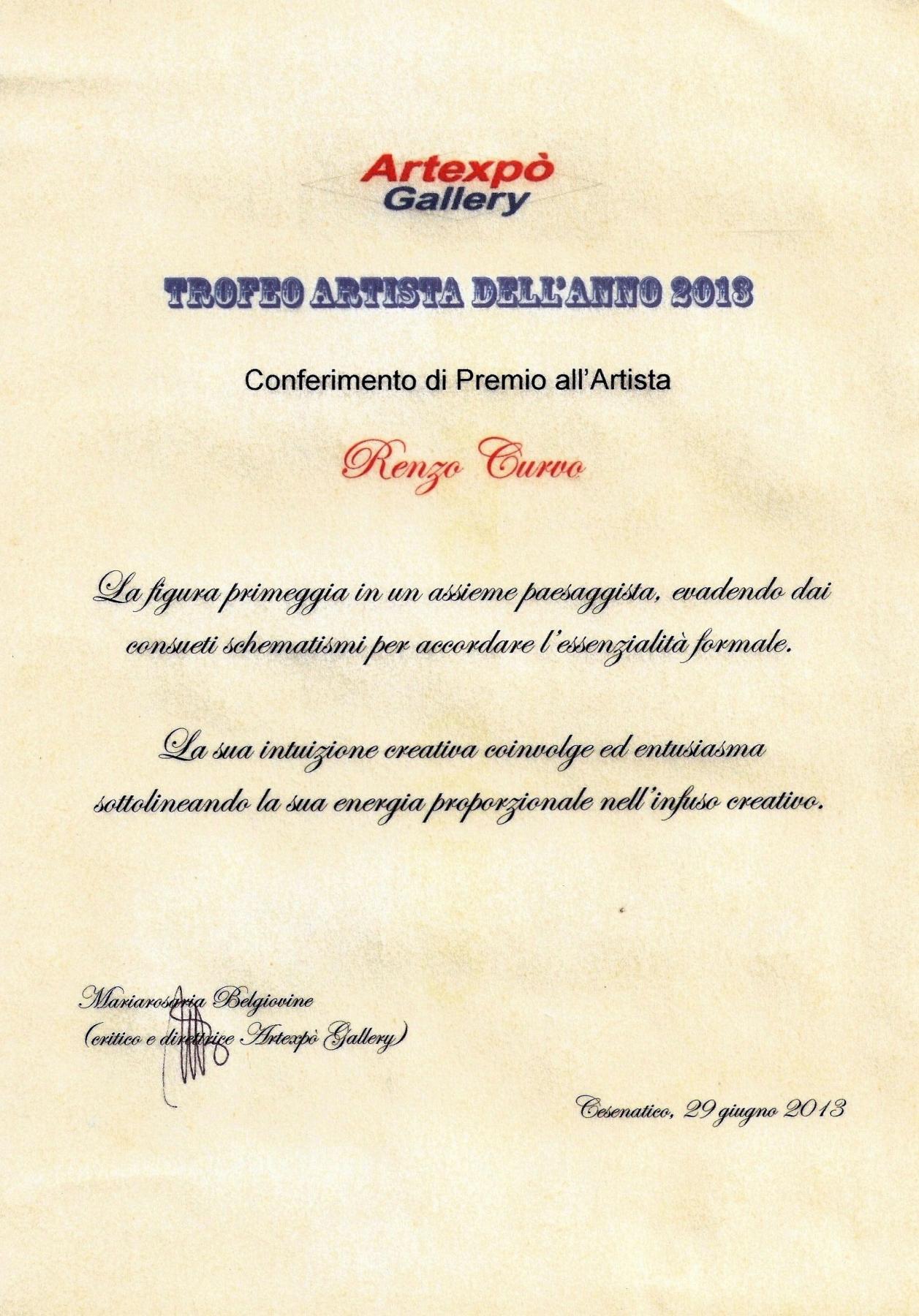 Assegnazione Trofeo Artista dell’Anno 2013