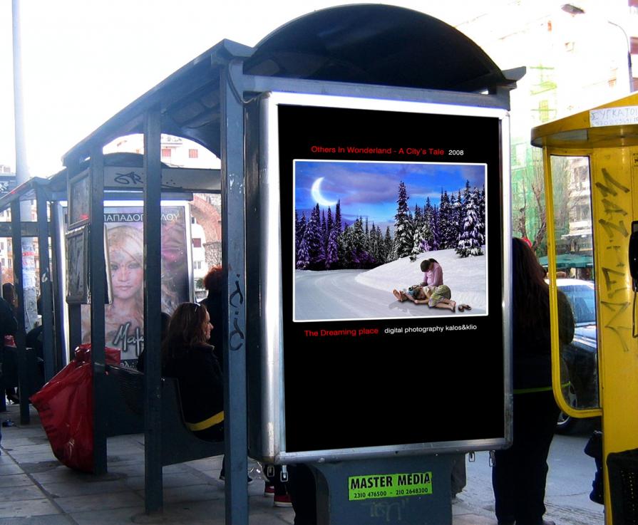 The Dreaming Place from The series  " Others In Wonderland " ,  a bus stop exhibition