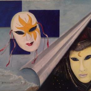 Angelo Bernava (Italia) - Sol y luna - olio tela - 50 x 40