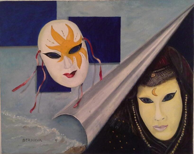 Angelo Bernava (Italia) - Sol y luna - olio tela - 50 x 40