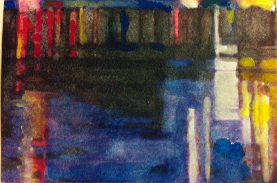 reflections of lights in the Liffey