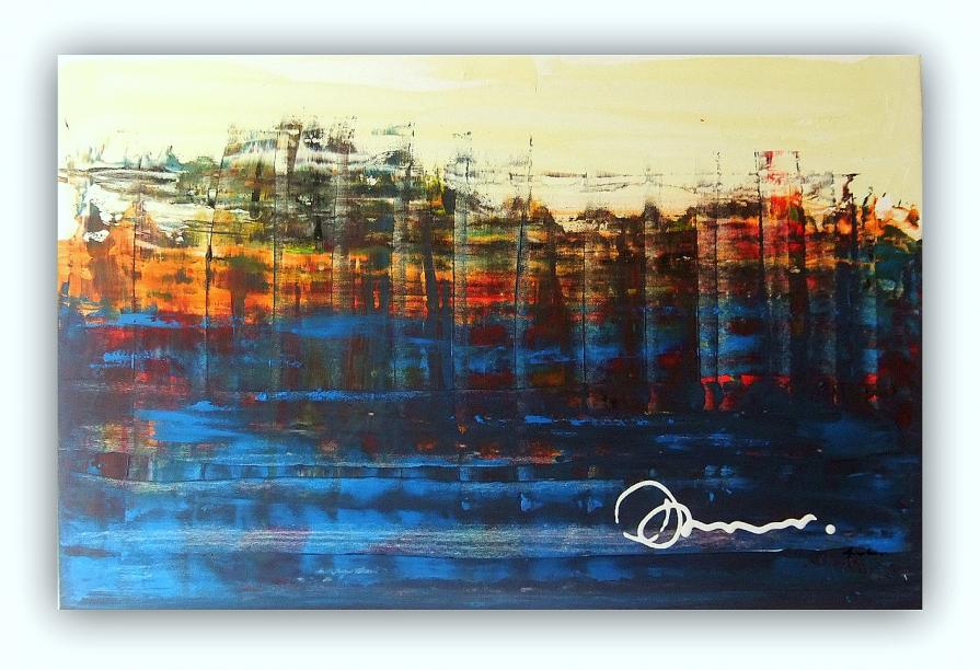 QUADRI ASTRATTI MODERNI  " SANADER ART " DIPINTI A MANO PITTURA  ASTRATTA Paesaggio